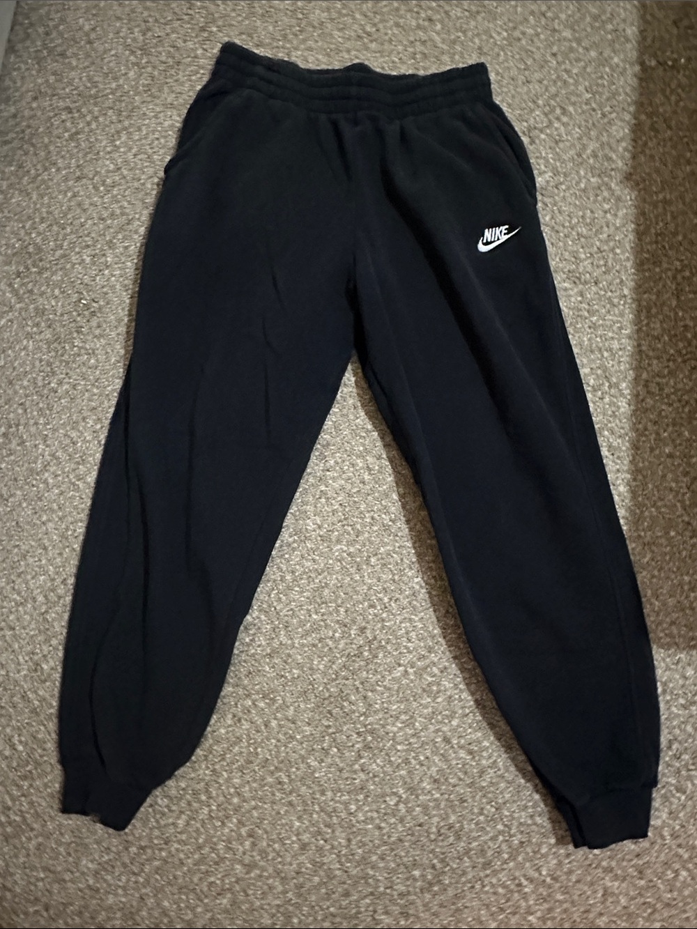 Nike Black Kids Fleece Joggers with White Swoosh